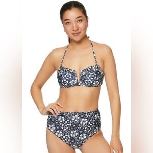 Nicole Miller NY v wired bandeau bikini top M floral
